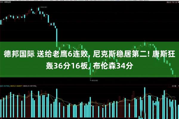 德邦国际 送给老鹰6连败, 尼克斯稳居第二! 唐斯狂轰36分16板, 布伦森34分