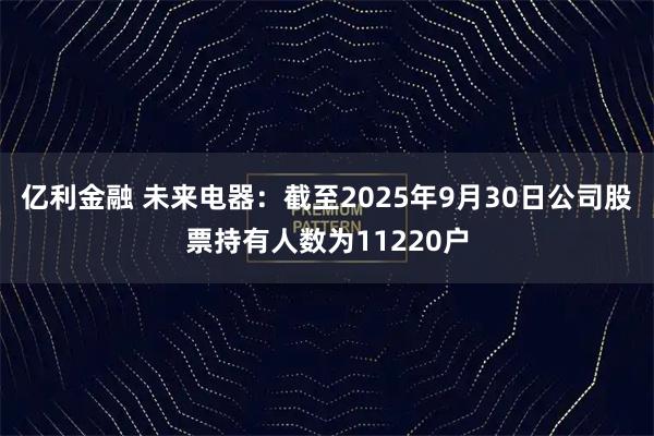 亿利金融 未来电器：截至2025年9月30日公司股票持有人数为11220户